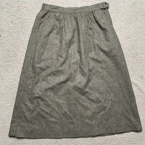 Evan Picone Saks Fifth Avenue Skirt Gray Wool‎ 12 Union Made in USA midi